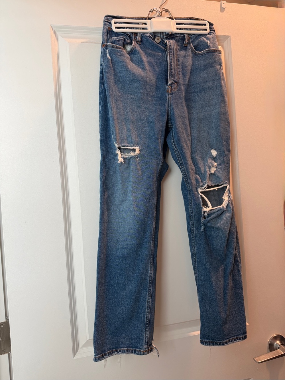 Abercrombie & Fitch Curve Love Ankle Straight Ultra High-Rise Blue Denim Jeans